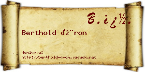 Berthold Áron névjegykártya